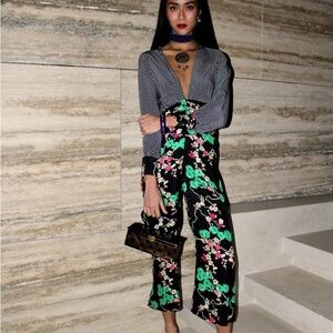 Rixo London star floral mixed print silk Leah jumpsuit - size Large (L)